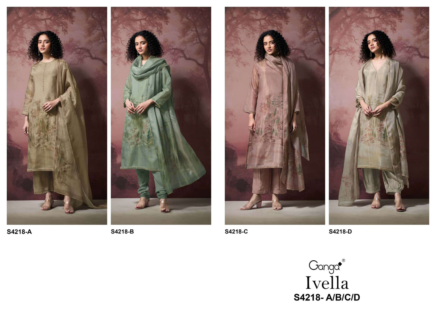 Ganga Fashion Ivella 4218 Pure Bemberg Silk Designer Dress Material