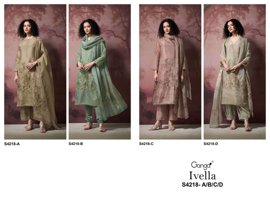 Ganga Fashion Ivella 4218 Pure Bemberg Silk Designer Dress Material