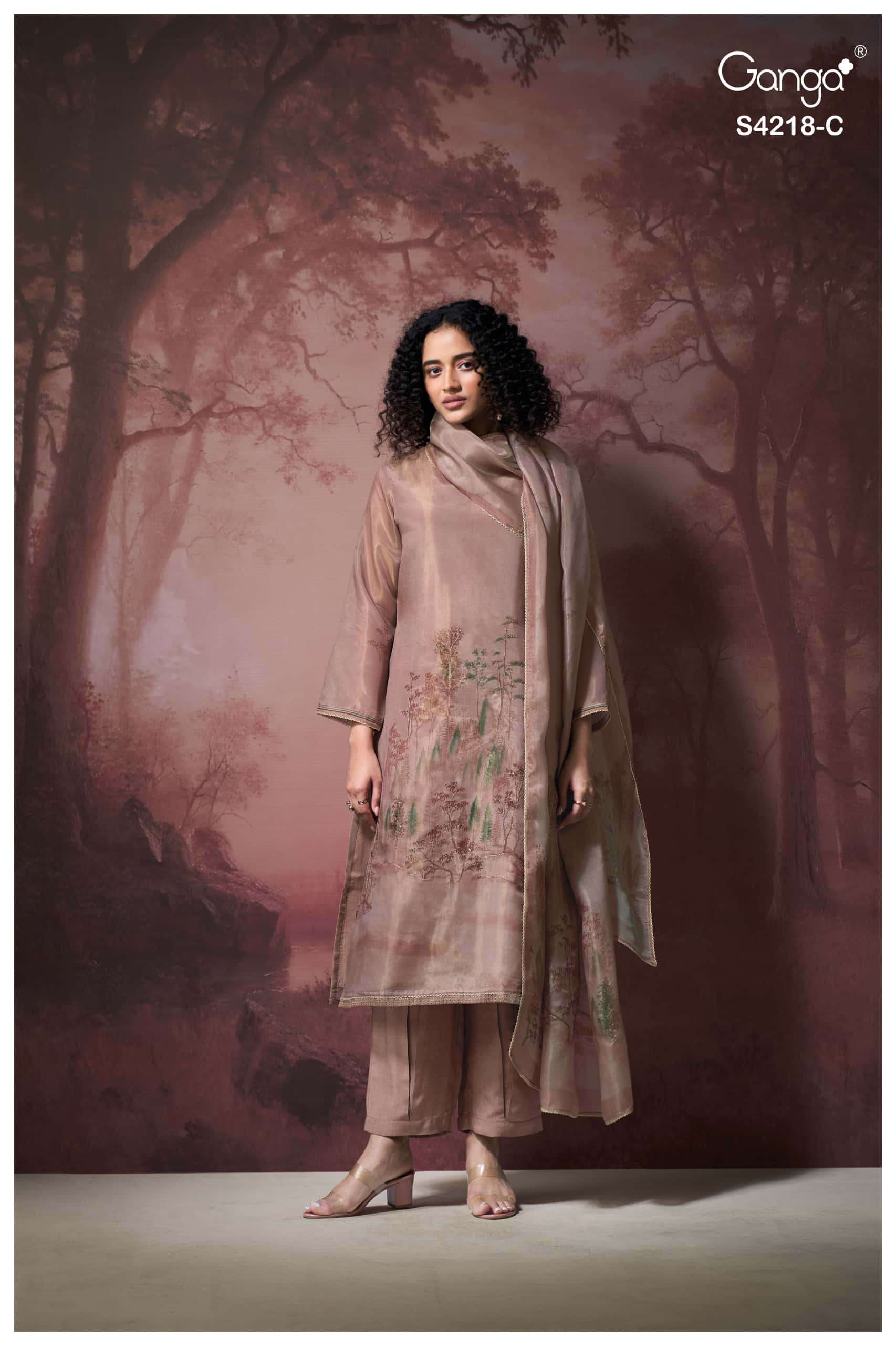 Ganga Fashion Ivella 4218 Pure Bemberg Silk Designer Dress Material