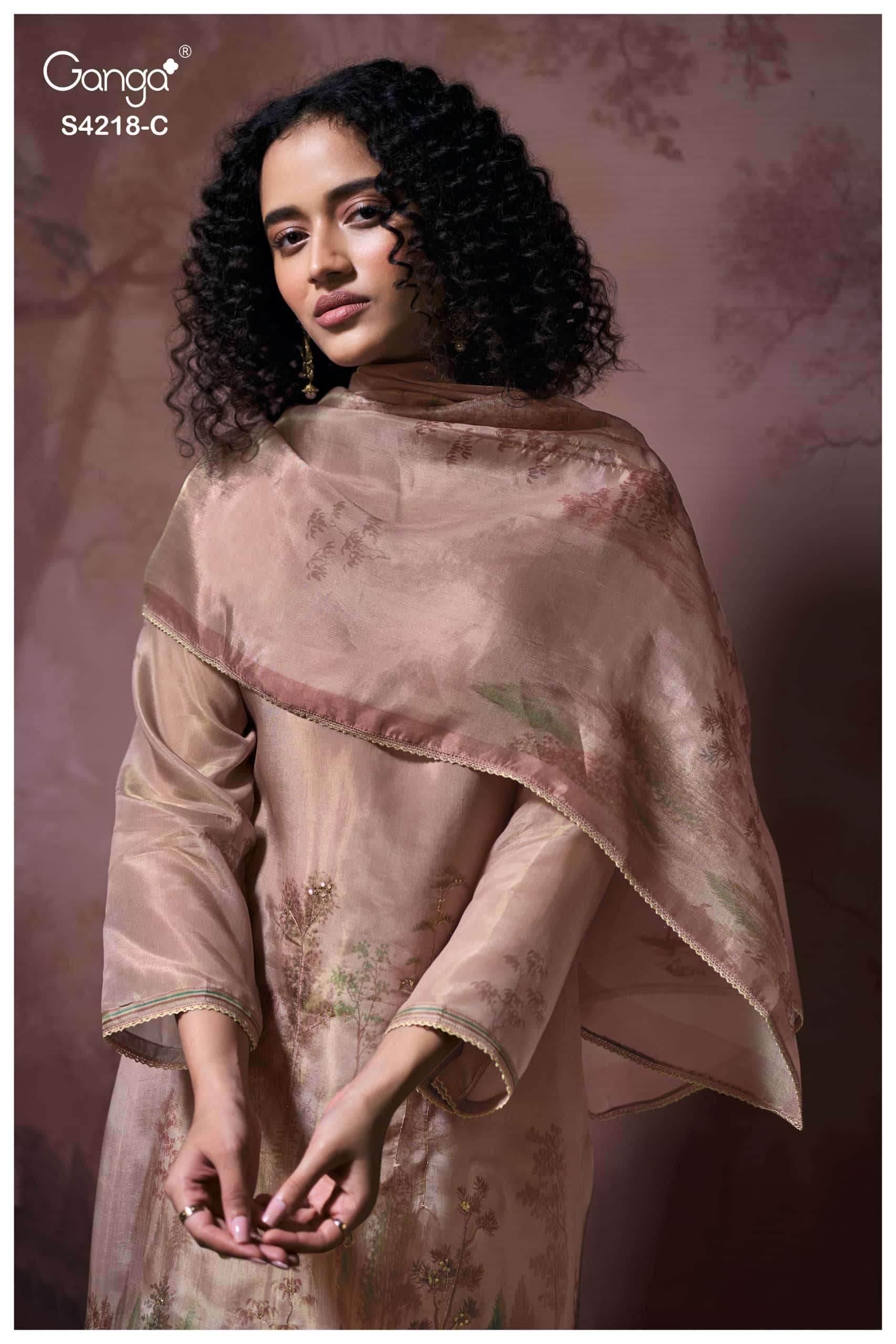 Ganga Fashion Ivella 4218 Pure Bemberg Silk Designer Dress Material