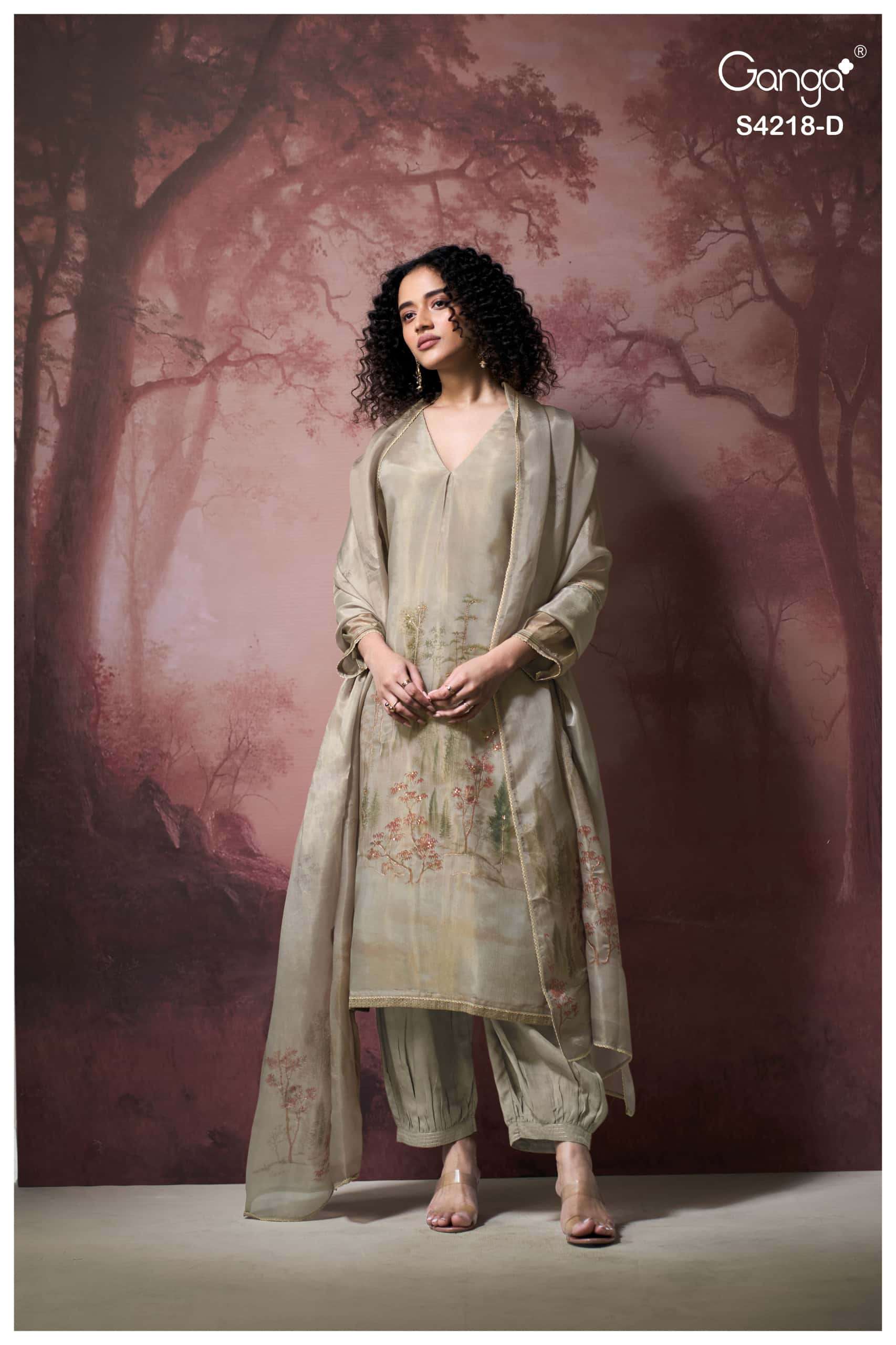 Ganga Fashion Ivella 4218 Pure Bemberg Silk Designer Dress Material