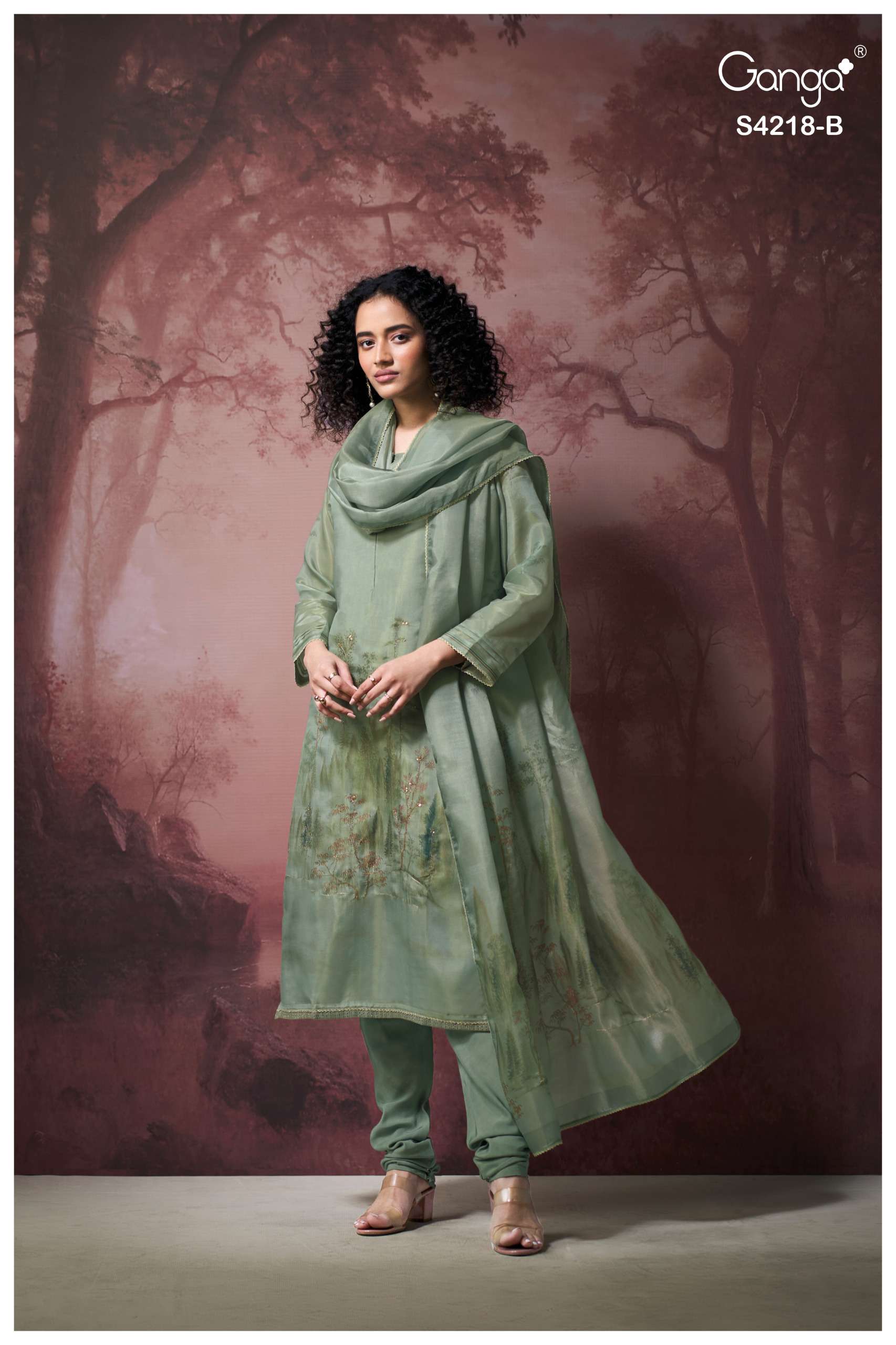 Ganga Fashion Ivella 4218 Pure Bemberg Silk Designer Dress Material