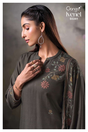 Ganga Fashion Ivenel 5341 Premium Wool Pashmina Dress Material