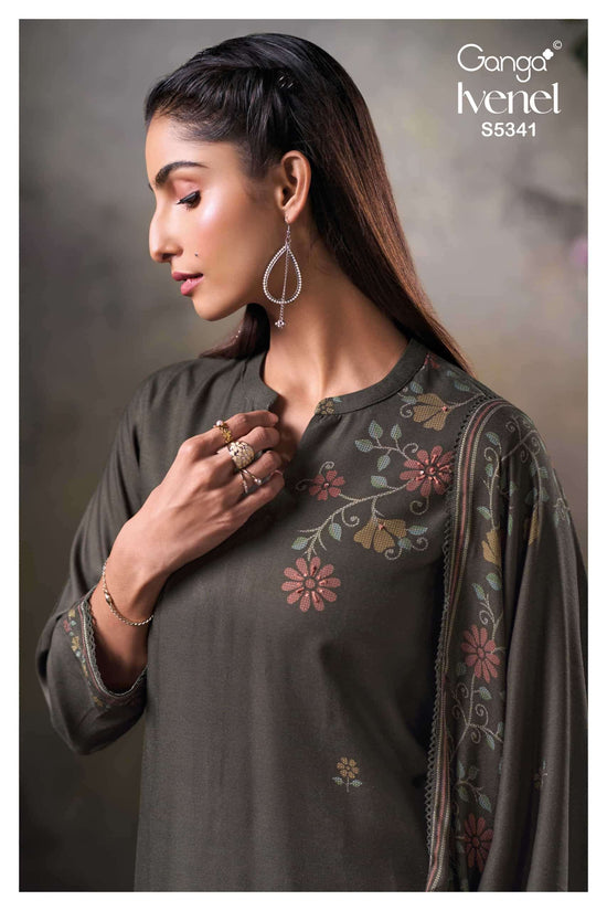 Ganga Fashion Ivenel 5341 Premium Wool Pashmina Dress Material