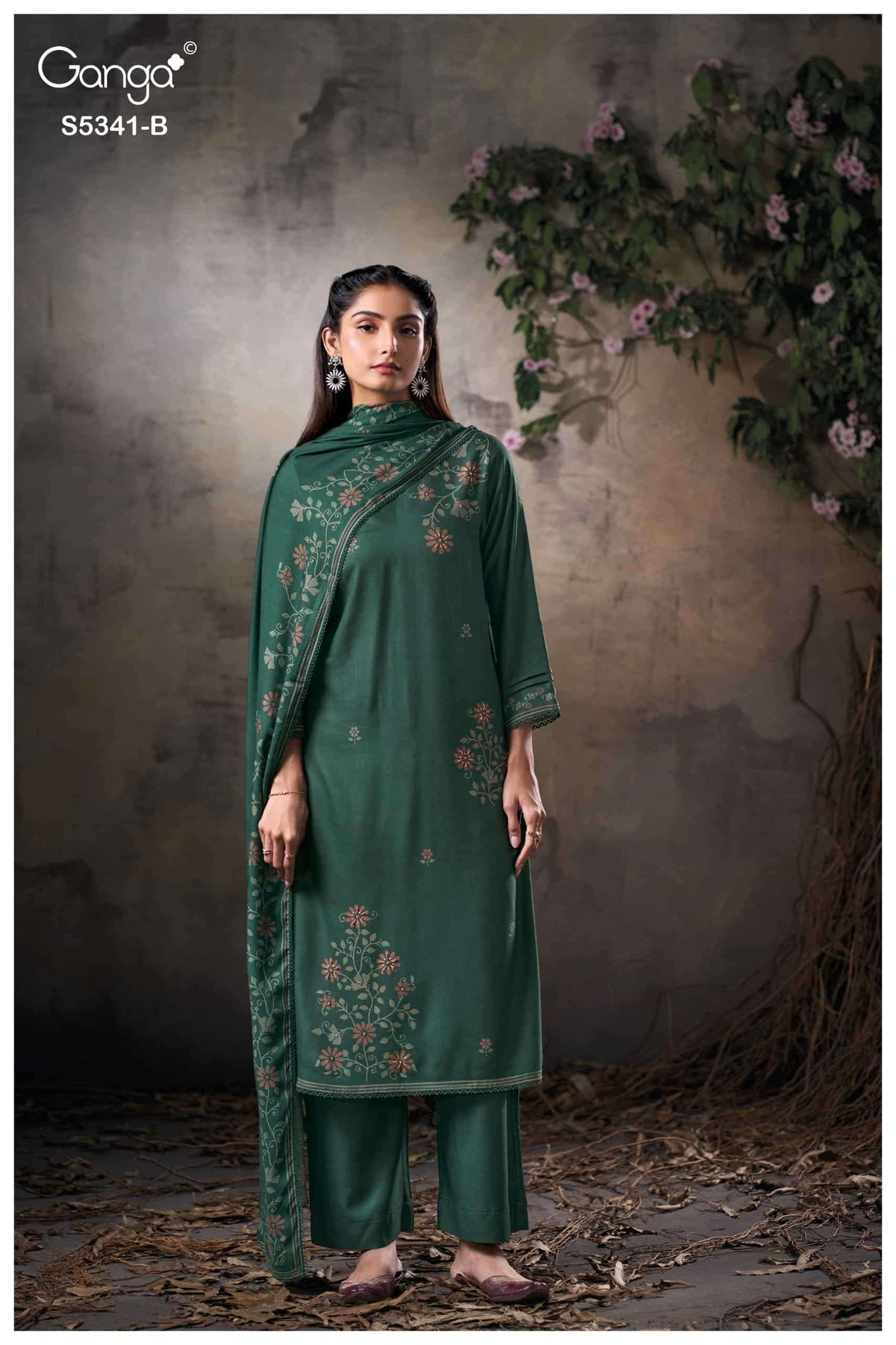 Ganga Fashion Ivenel 5341 Premium Wool Pashmina Dress Material