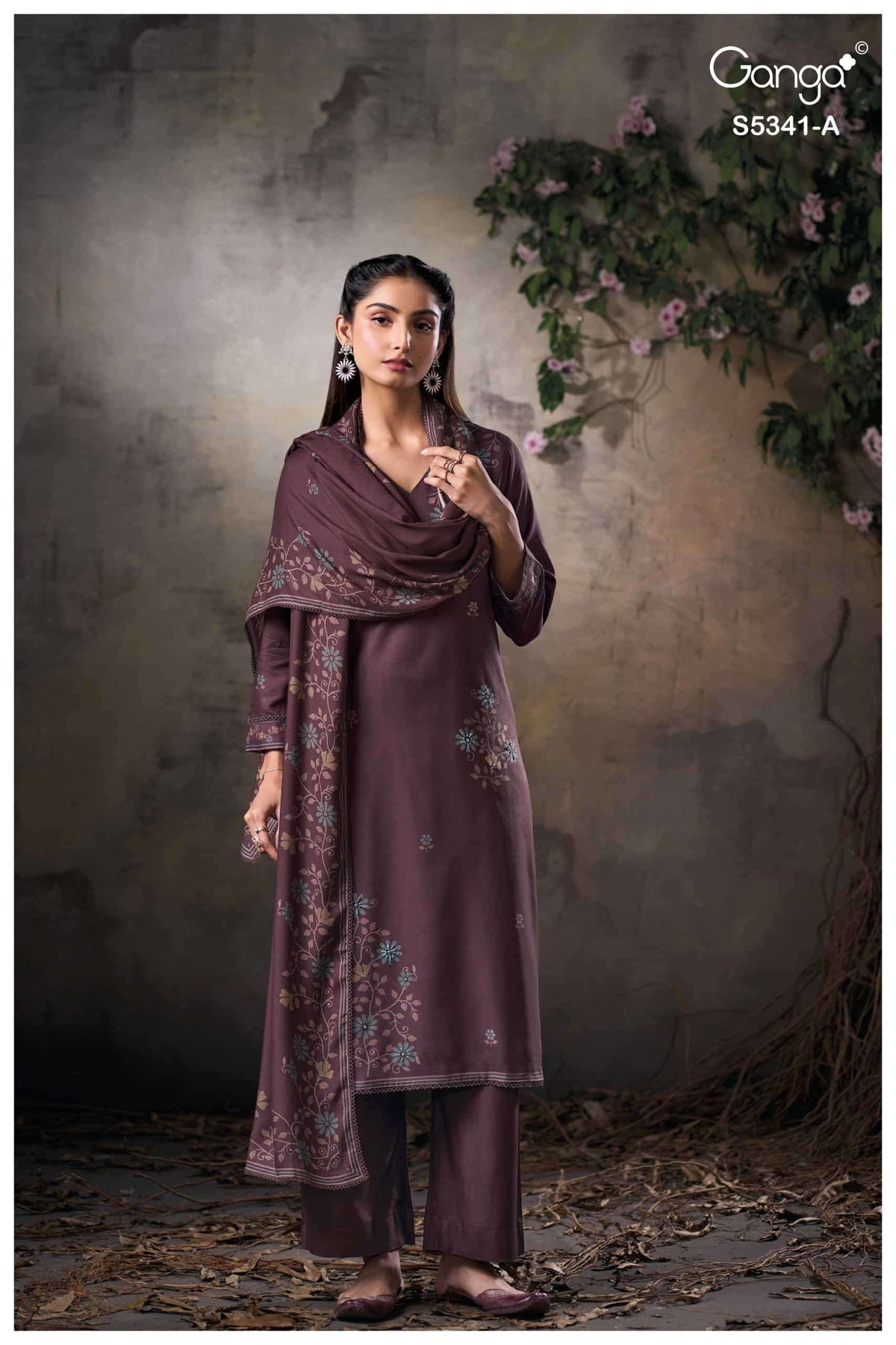 Ganga Fashion Ivenel 5341 Premium Wool Pashmina Dress Material