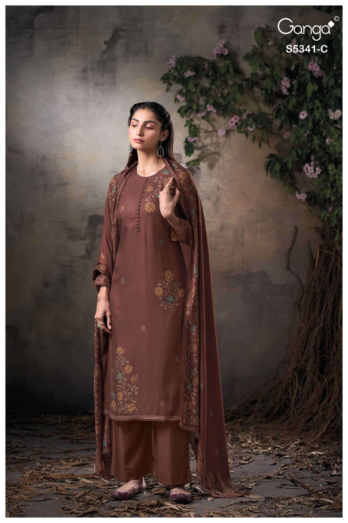 Ganga Fashion Ivenel 5341 Premium Wool Pashmina Dress Material