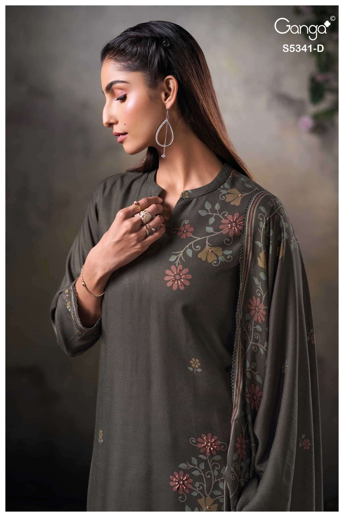 Ganga Fashion Ivenel 5341 Premium Wool Pashmina Dress Material