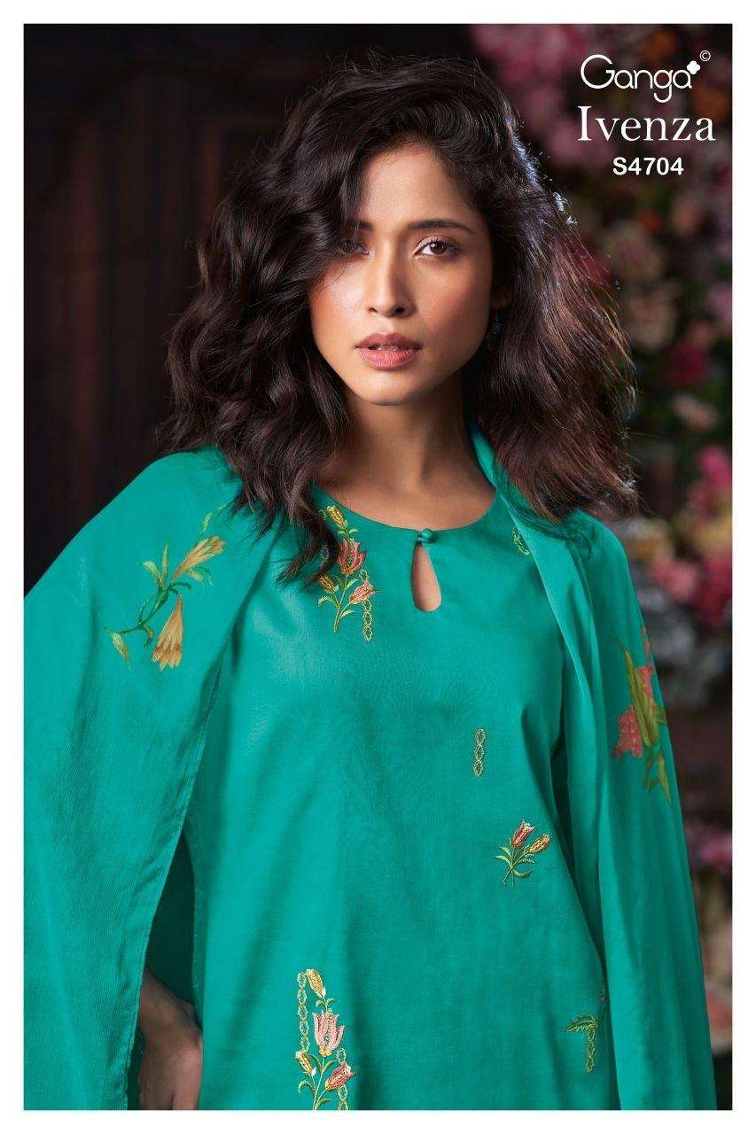 Ganga Fashion Ivenza 4704 Cotton Satin Dress Material Wholesale - Amrah Wholesale