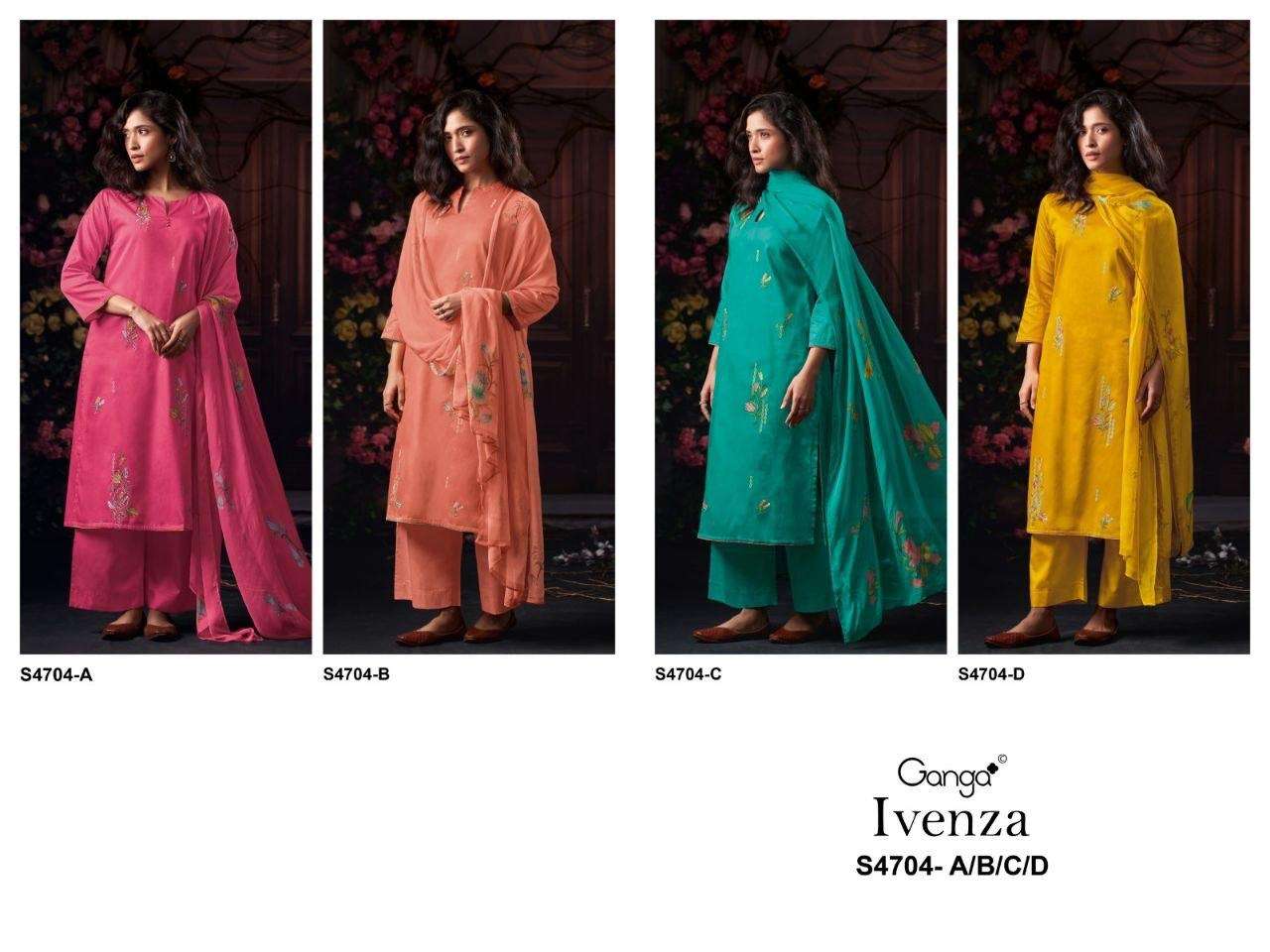Ganga Fashion Ivenza 4704 Cotton Satin Dress Material Wholesale - Amrah Wholesale