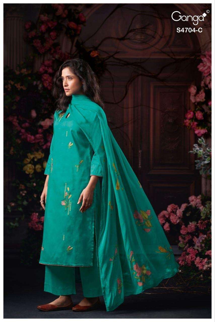 Ganga Fashion Ivenza 4704 Cotton Satin Dress Material Wholesale - Amrah Wholesale