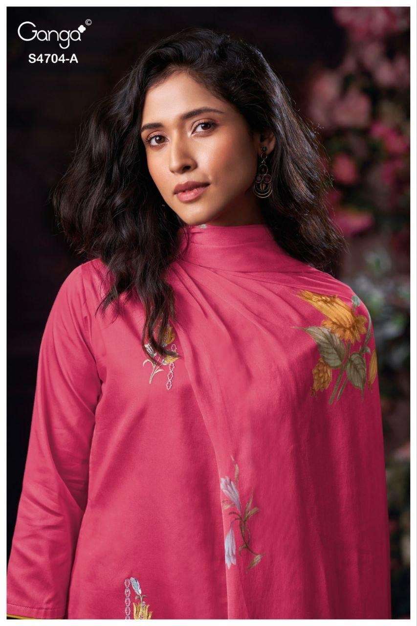 Ganga Fashion Ivenza 4704 Cotton Satin Dress Material Wholesale - Amrah Wholesale