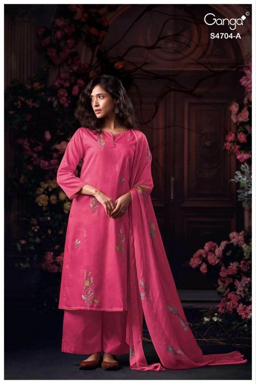 Ganga Fashion Ivenza 4704 Cotton Satin Dress Material Wholesale - Amrah Wholesale