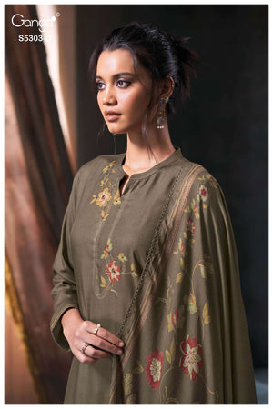 Ganga Fashion Iyanta 5303 Pure Wool Pashmina Winter Dress Material