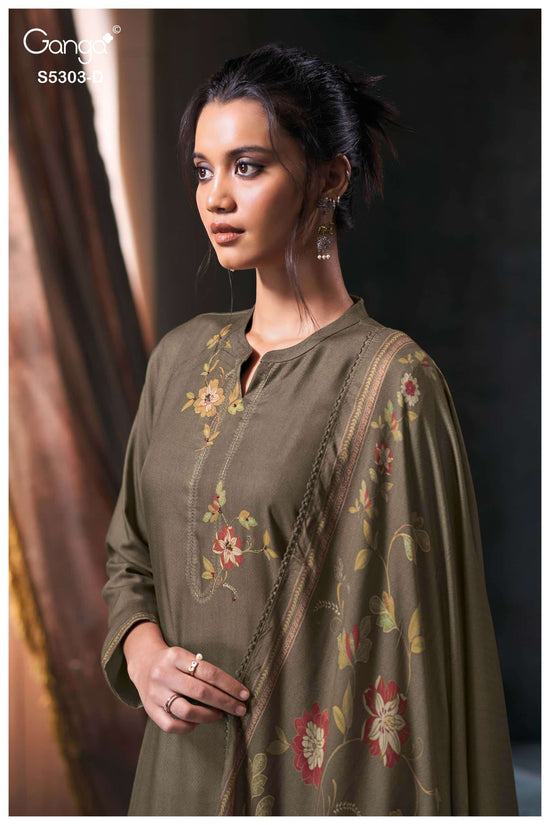 Ganga Fashion Iyanta 5303 Pure Wool Pashmina Winter Dress Material