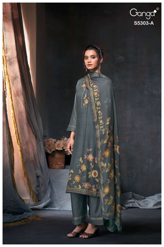 Ganga Fashion Iyanta 5303 Pure Wool Pashmina Winter Dress Material
