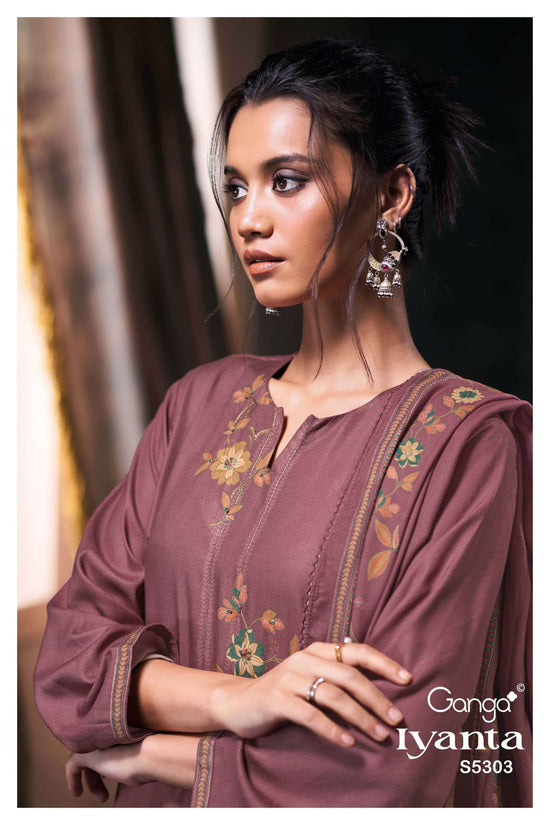 Ganga Fashion Iyanta 5303 Pure Wool Pashmina Winter Dress Material