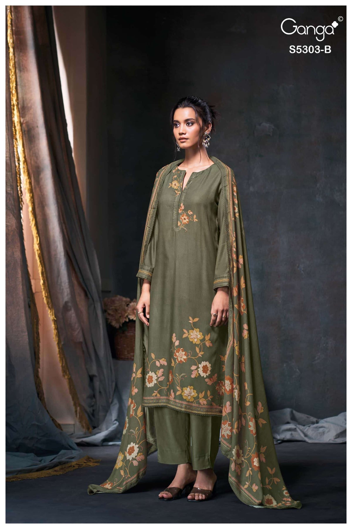 Ganga Fashion Iyanta 5303 Pure Wool Pashmina Winter Dress Material
