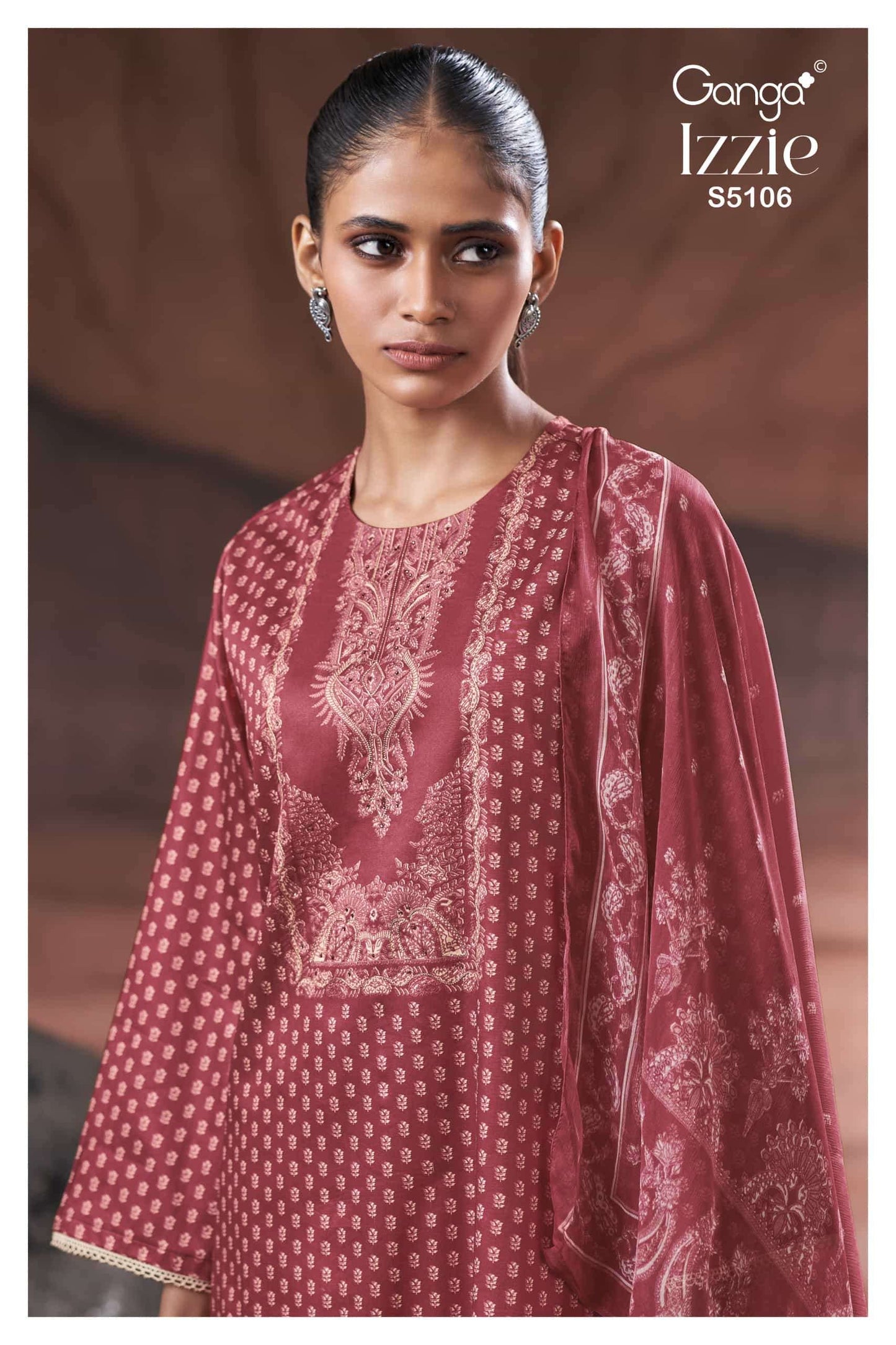 Ganga Fashion Izzie 5106 Premium Cotton Satin Handwork Dress