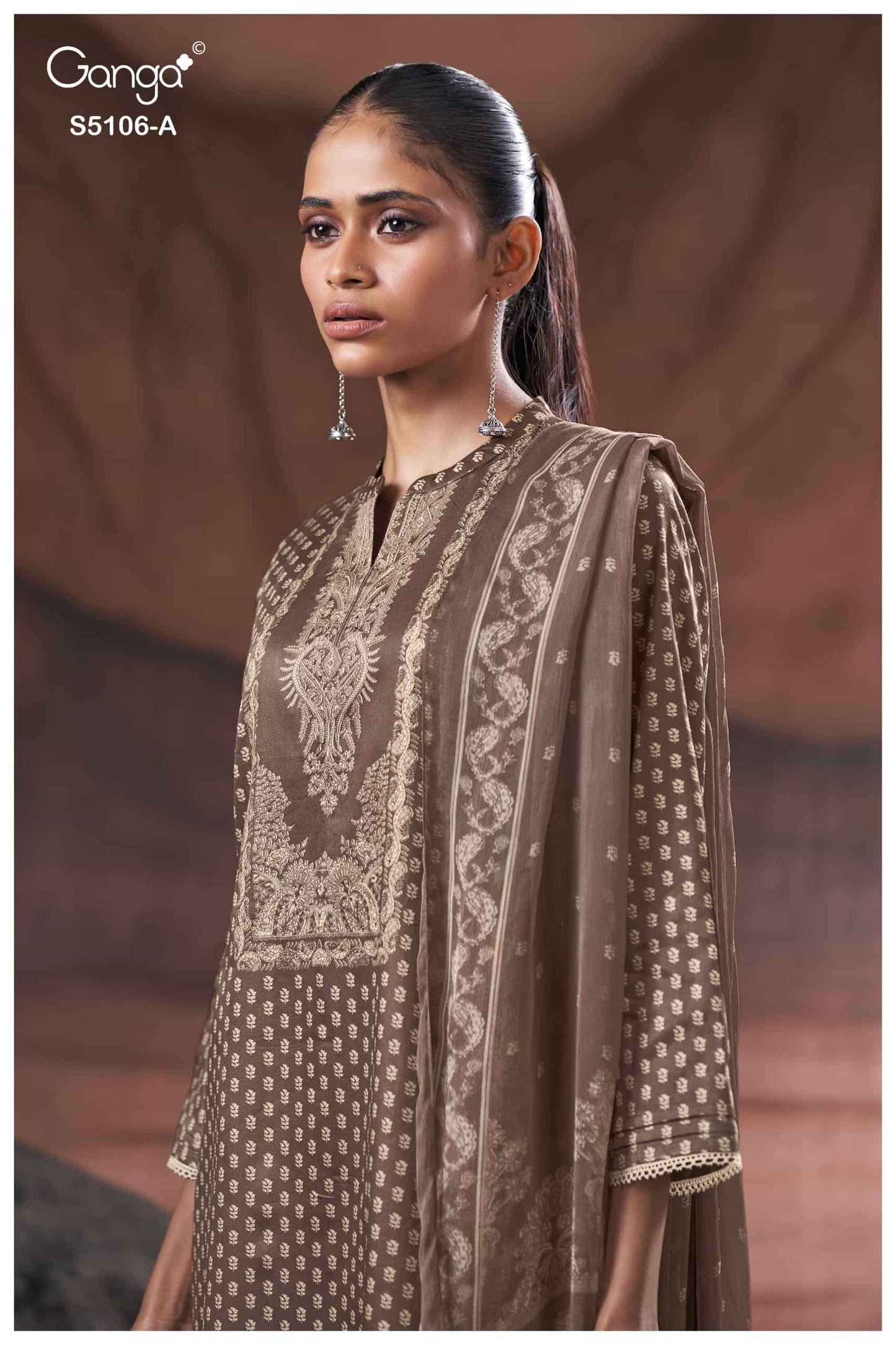 Ganga Fashion Izzie 5106 Premium Cotton Satin Handwork Dress