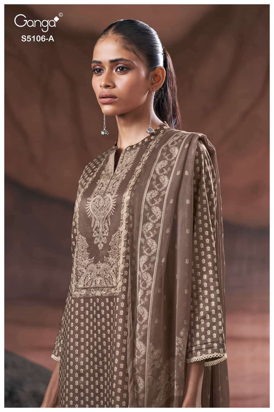 Ganga Fashion Izzie 5106 Premium Cotton Satin Handwork Dress