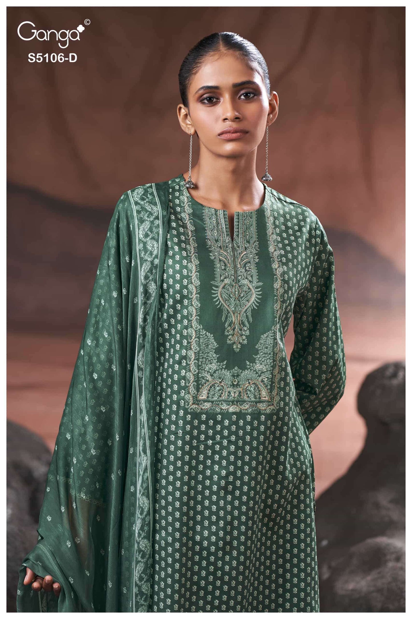 Ganga Fashion Izzie 5106 Premium Cotton Satin Handwork Dress