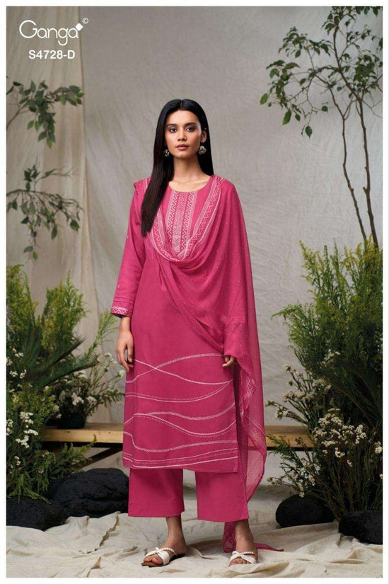 Ganga Fashion Jareesha 4728 Premium Cotton Satin Embroidered Dress Material