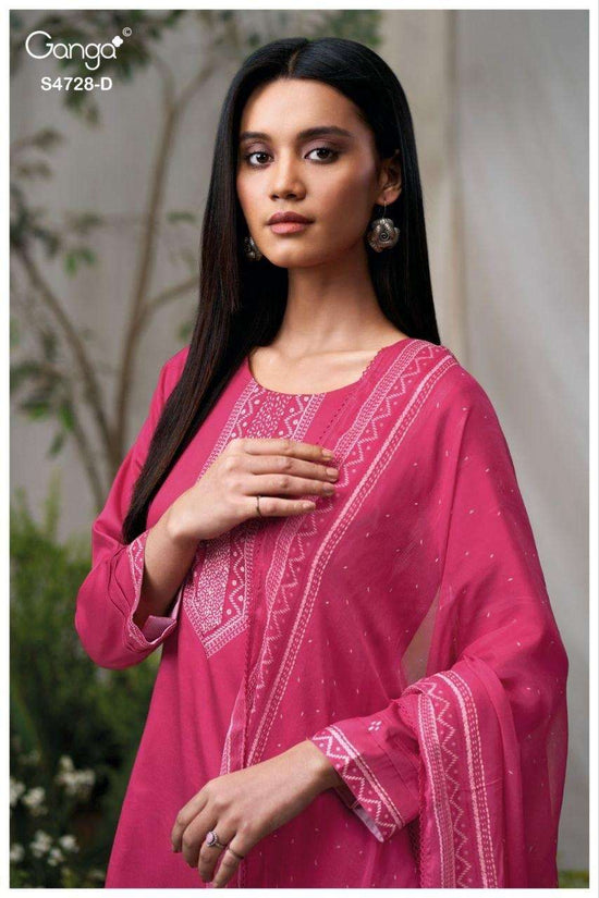Ganga Fashion Jareesha 4728 Premium Cotton Satin Embroidered Dress Material