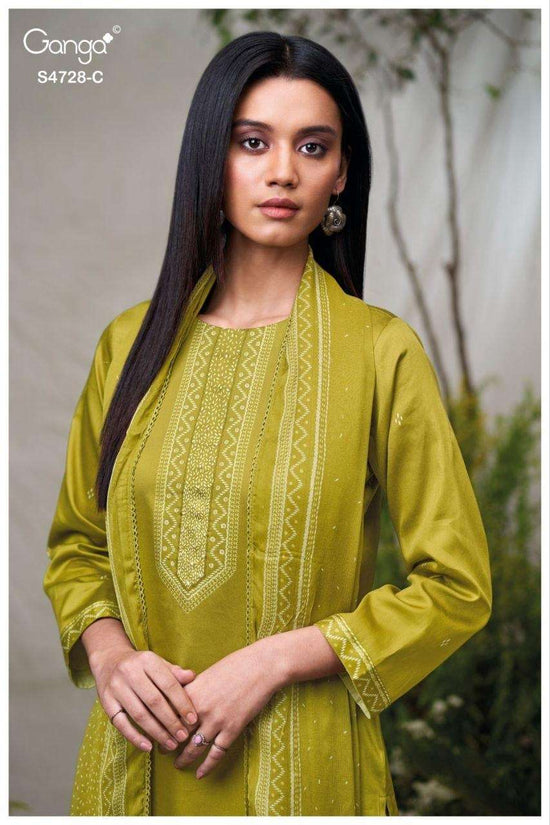 Ganga Fashion Jareesha 4728 Premium Cotton Satin Embroidered Dress Material