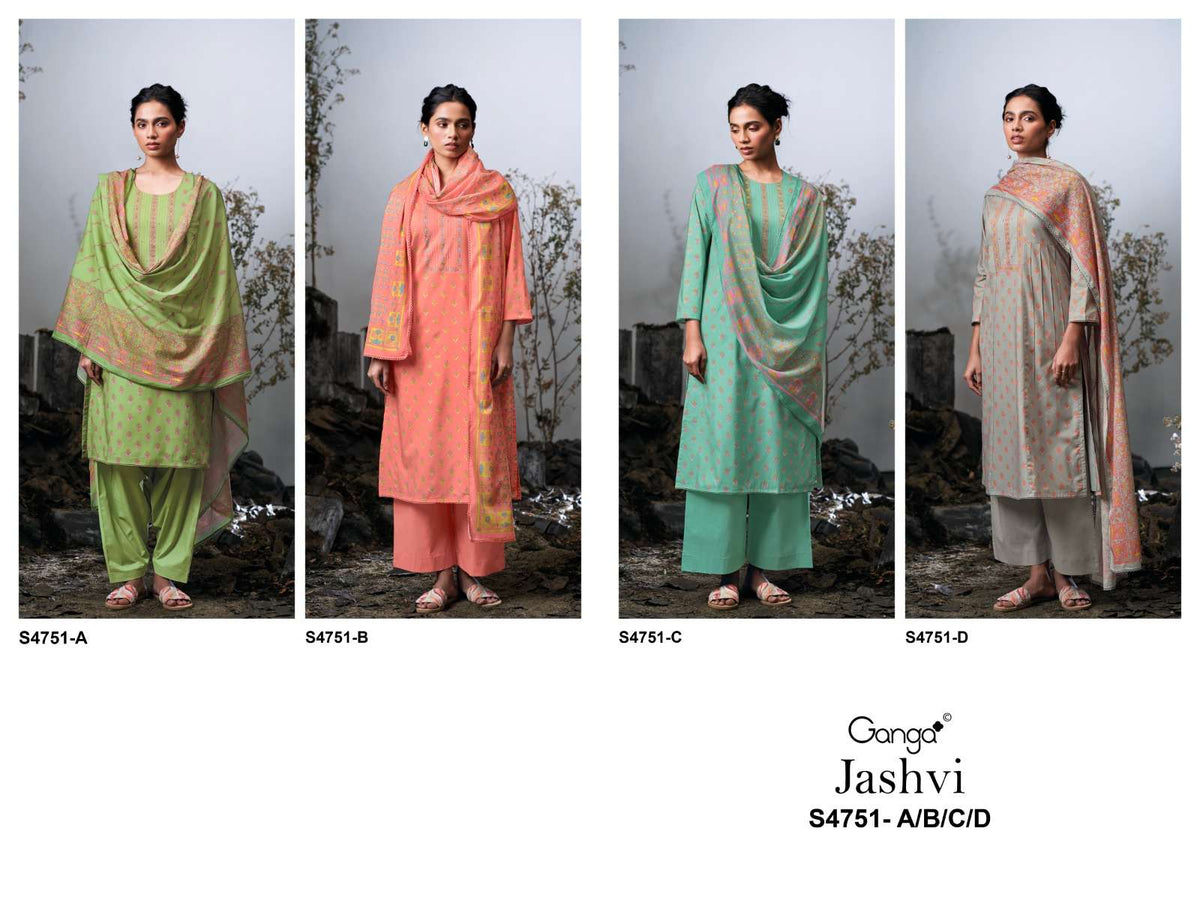 Ganga Fashion Jashvi 4751 Premium Cotton Dress Material - Amrah Wholesale