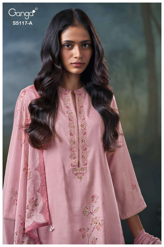 Ganga Fashion Jazel 5117 Premium Cotton Satin Dress Material - Amrah Wholesale