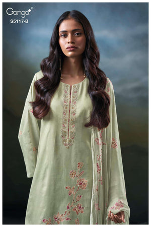 Ganga Fashion Jazel 5117 Premium Cotton Satin Dress Material - Amrah Wholesale