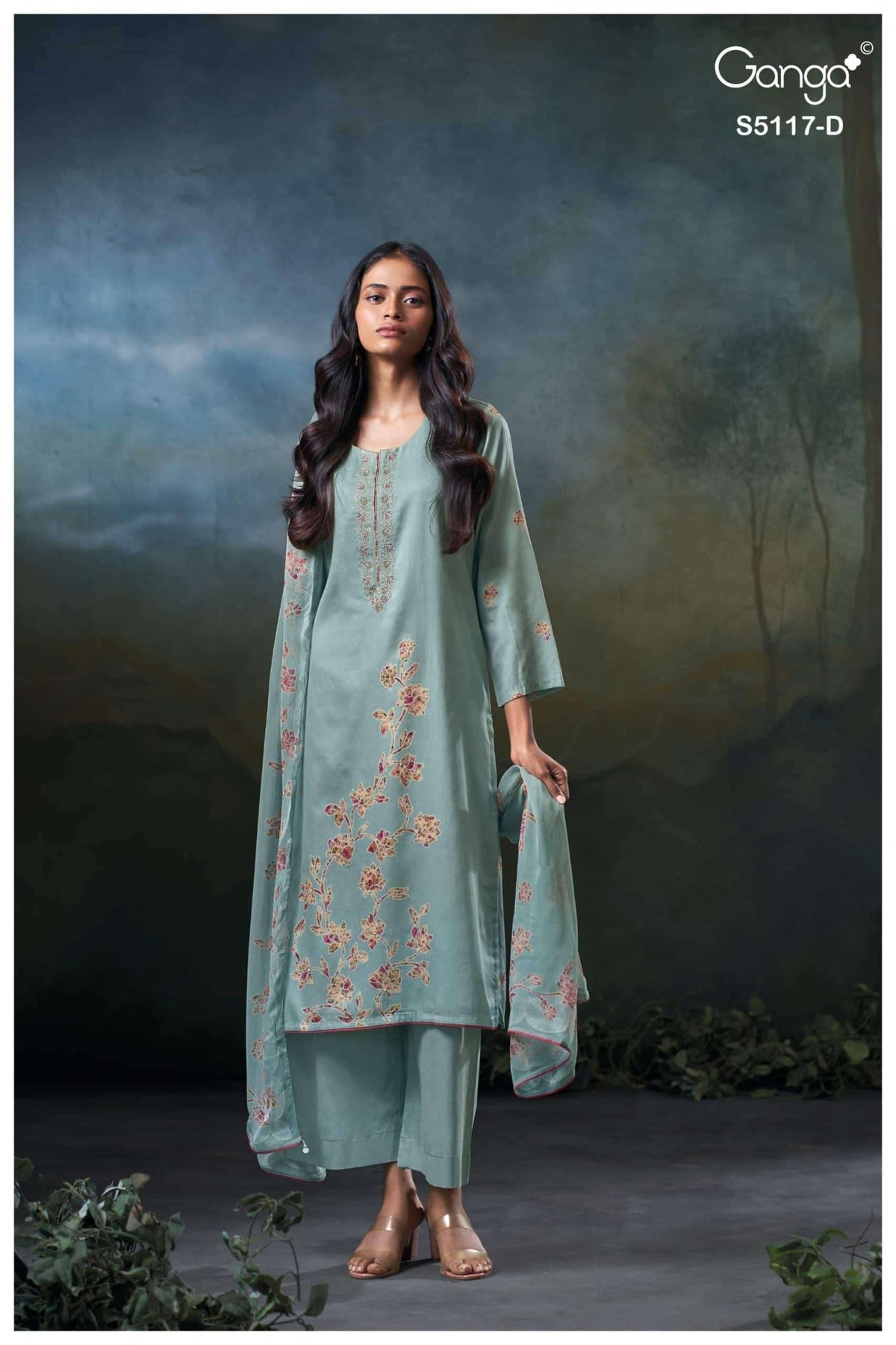 Ganga Fashion Jazel 5117 Premium Cotton Satin Dress Material - Amrah Wholesale