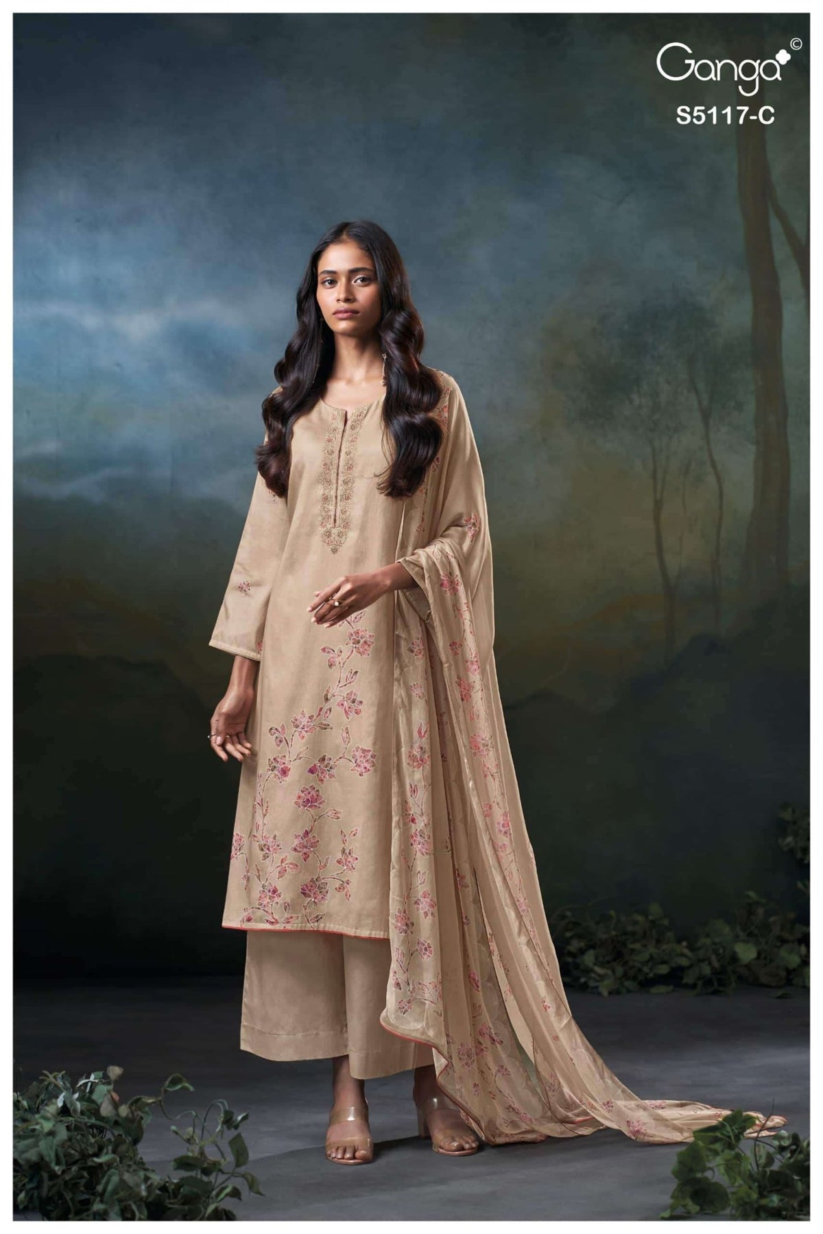 Ganga Fashion Jazel 5117 Premium Cotton Satin Dress Material - Amrah Wholesale