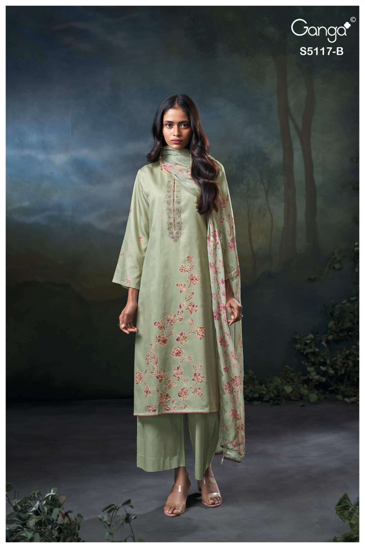 Ganga Fashion Jazel 5117 Premium Cotton Satin Dress Material - Amrah Wholesale