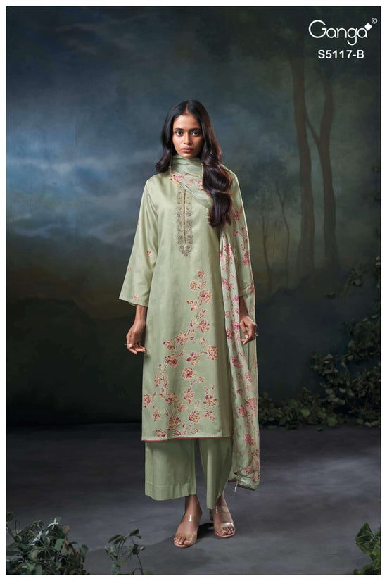 Ganga Fashion Jazel 5117 Premium Cotton Satin Dress Material - Amrah Wholesale