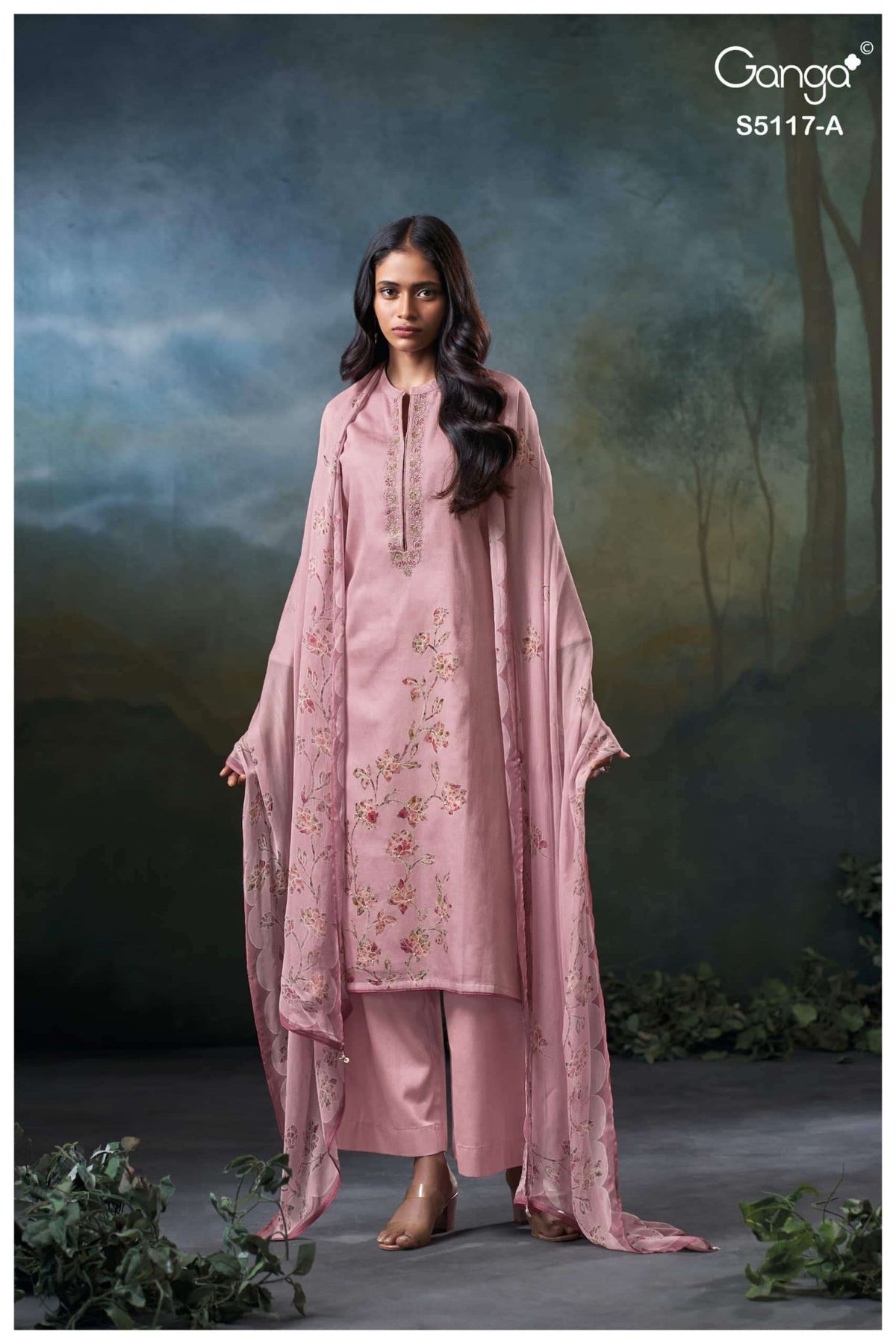 Ganga Fashion Jazel 5117 Premium Cotton Satin Dress Material - Amrah Wholesale