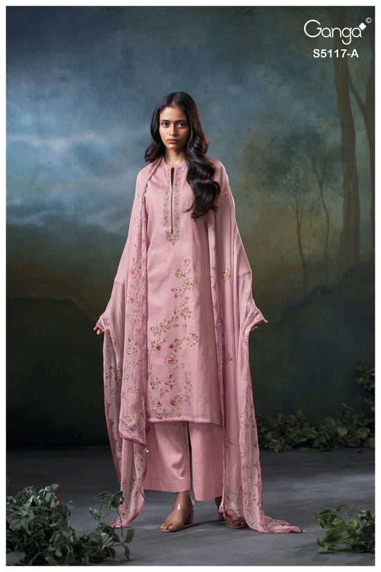 Ganga Fashion Jazel 5117 Premium Cotton Satin Dress Material - Amrah Wholesale