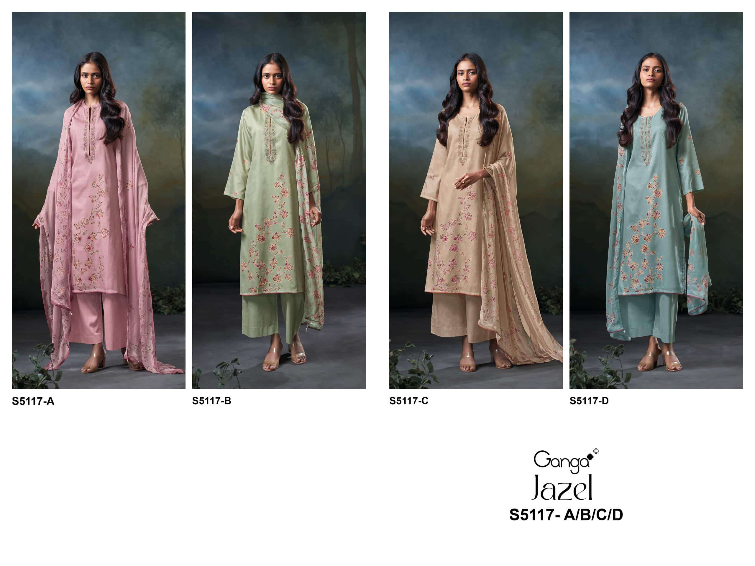 Ganga Fashion Jazel 5117 Premium Cotton Satin Dress Material