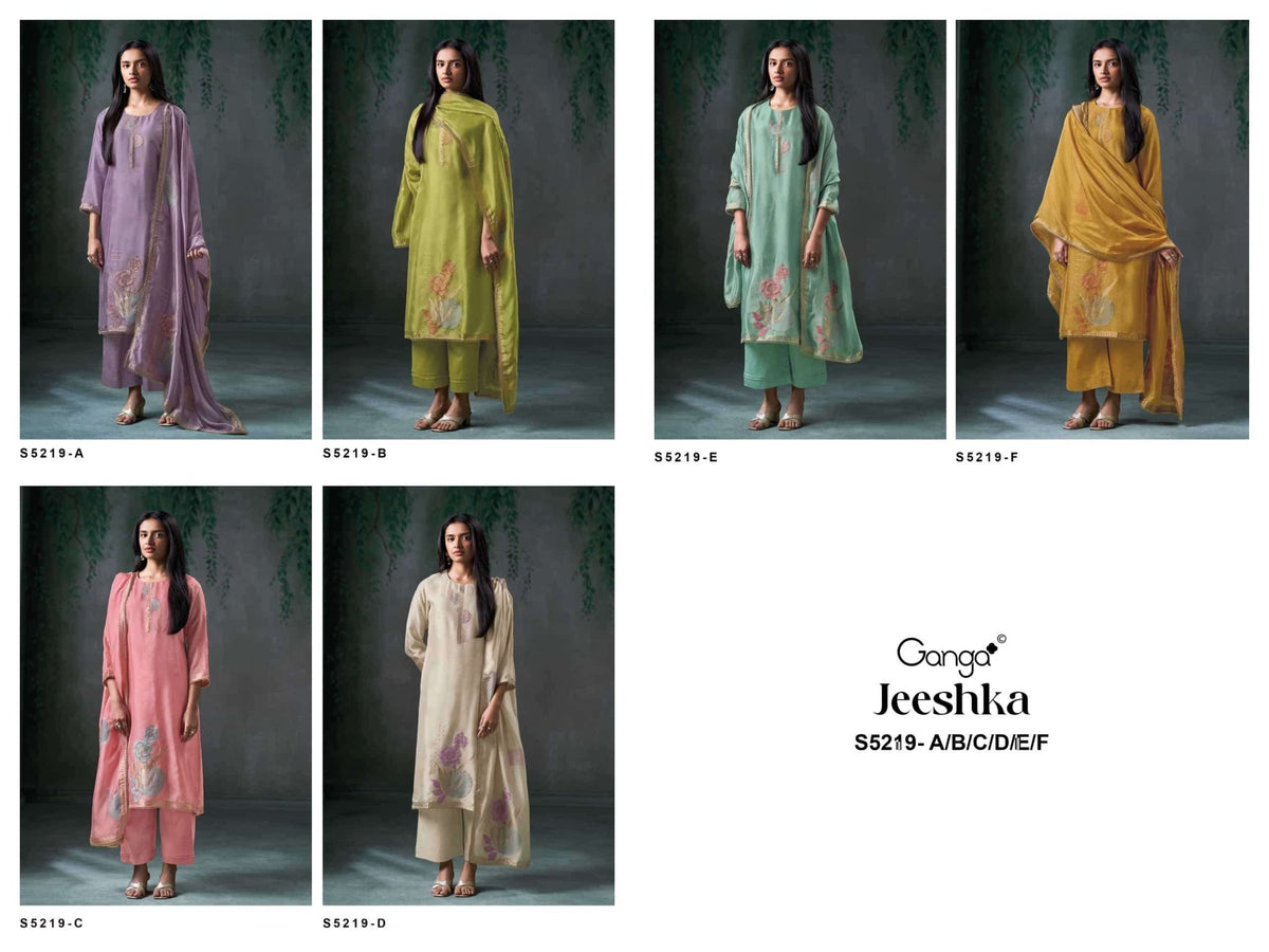 Ganga Fashion Jeeshka 5219 Premium Woven Viscose Jacquard Dress Material - Amrah Wholesale
