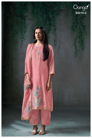Ganga Fashion Jeeshka 5219 Premium Woven Viscose Jacquard Dress Material - Amrah Wholesale