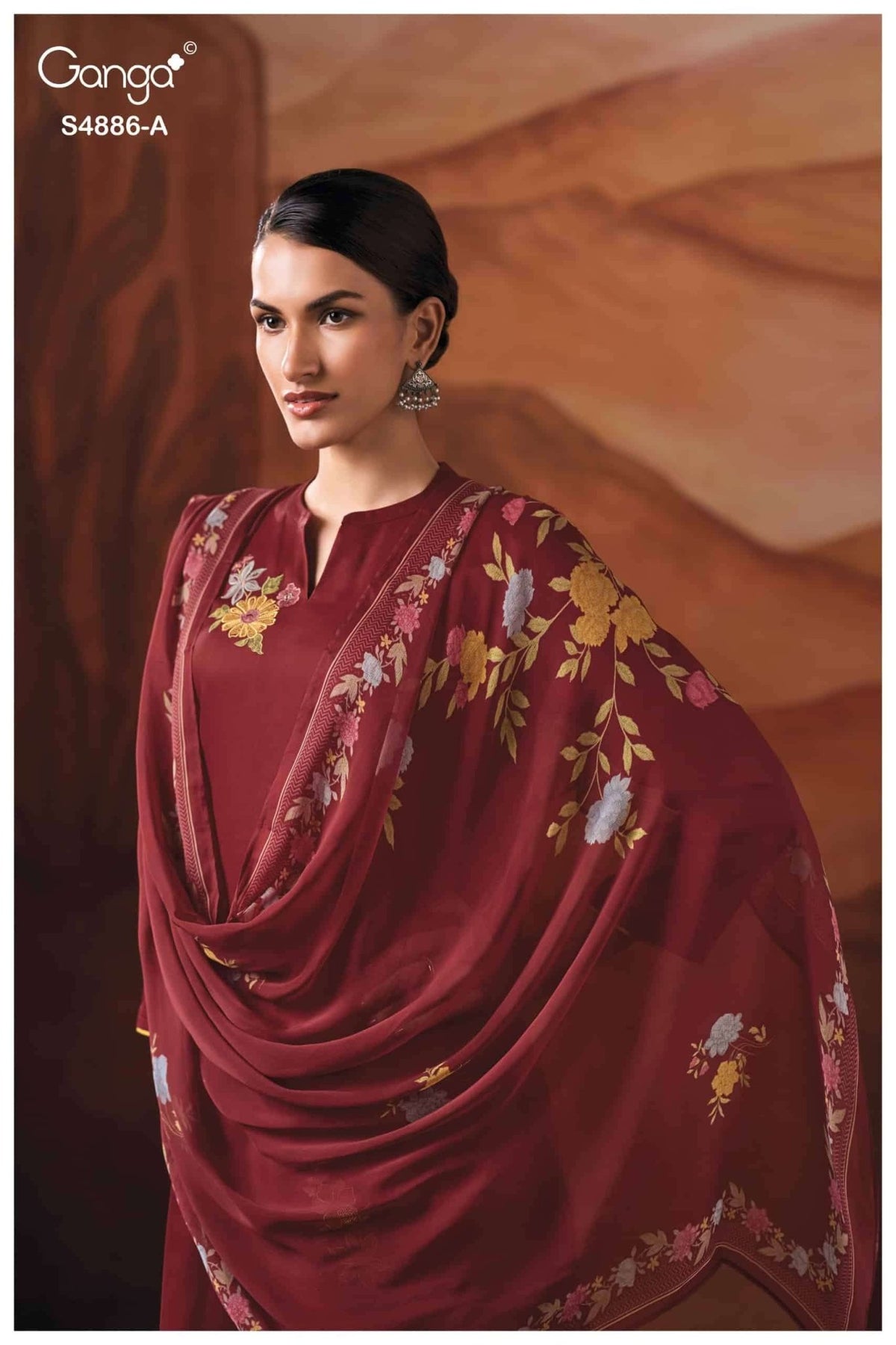 Ganga Fashion Jelyis 4886 Cotton Satin Dress Material - Amrah Wholesale