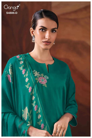 Ganga Fashion Jelyis 4886 Cotton Satin Dress Material - Amrah Wholesale