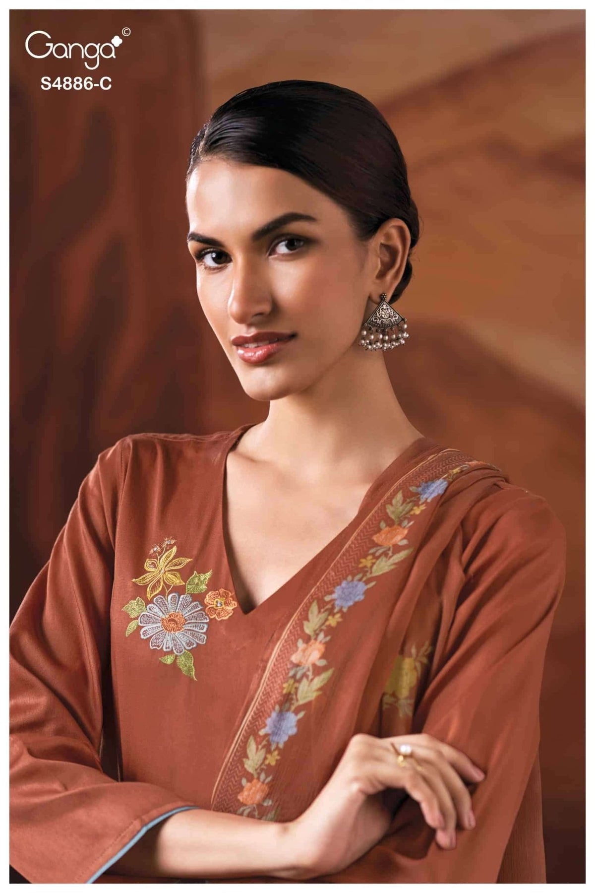 Ganga Fashion Jelyis 4886 Cotton Satin Dress Material - Amrah Wholesale