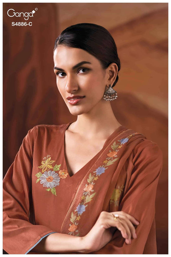 Ganga Fashion Jelyis 4886 Cotton Satin Dress Material - Amrah Wholesale
