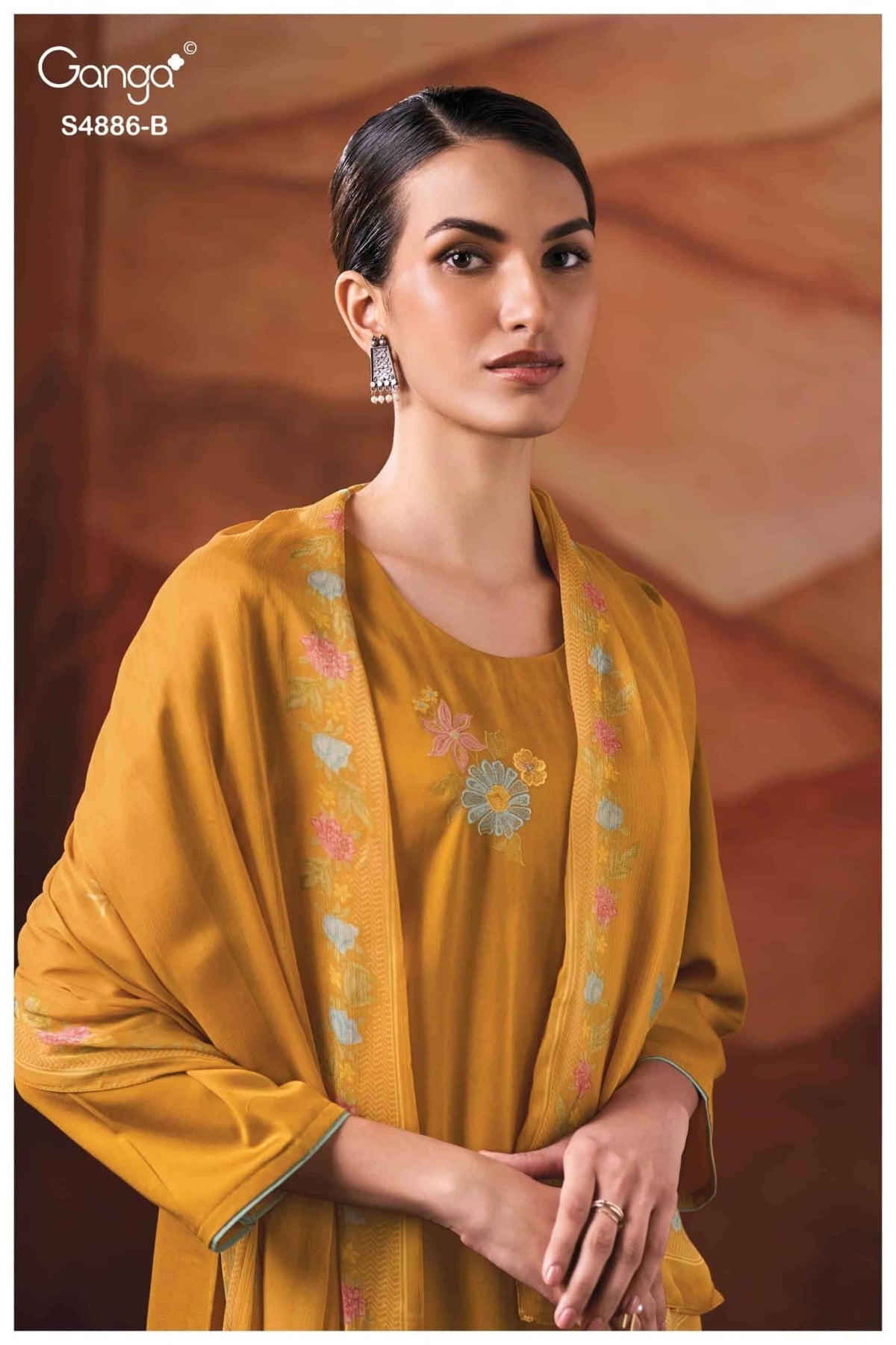Ganga Fashion Jelyis 4886 Cotton Satin Dress Material - Amrah Wholesale