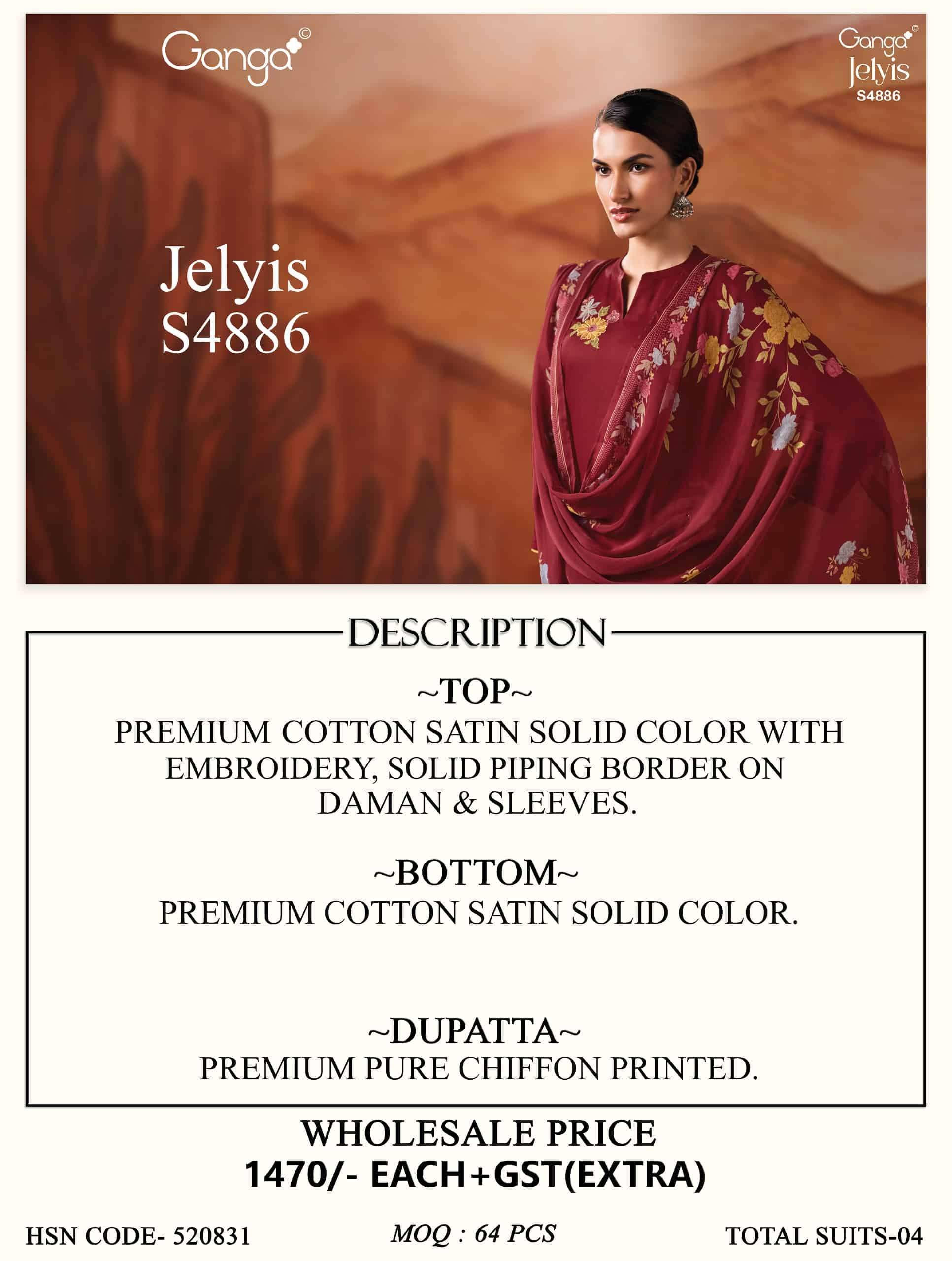 Ganga Fashion Jelyis 4886 Cotton Satin Dress Material