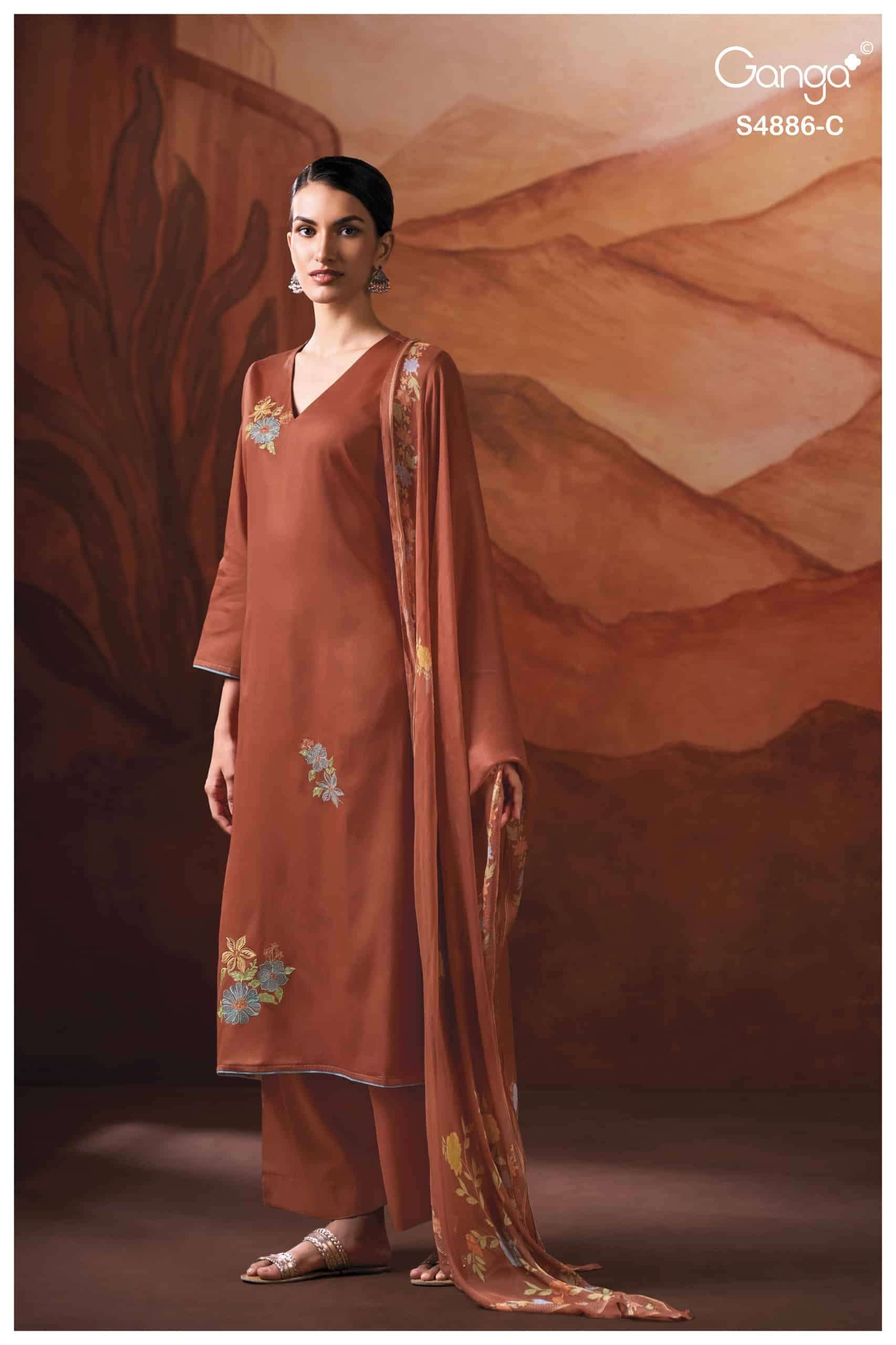 Ganga Fashion Jelyis 4886 Cotton Satin Dress Material