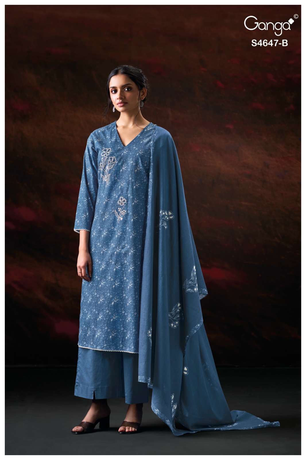 Ganga Fashion Jivanya 4647 Dress Material Wholesale Catalogue - Amrah Wholesale