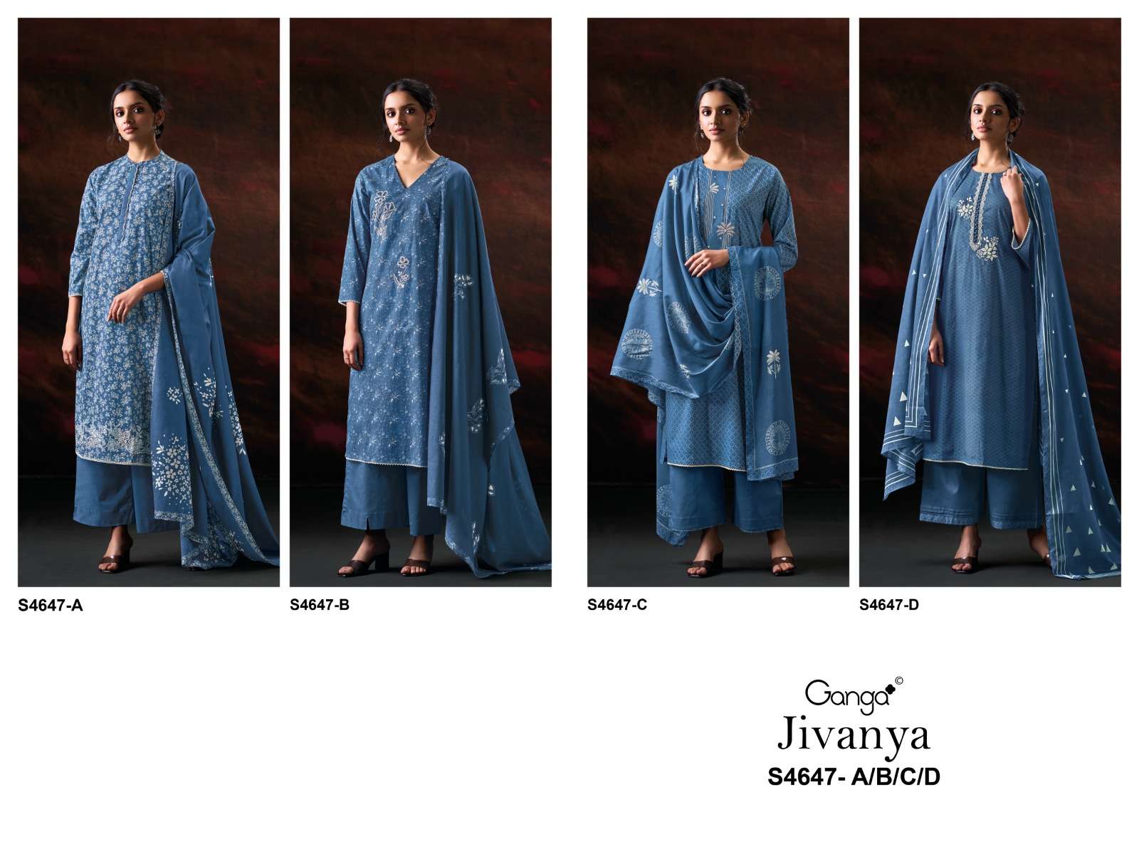 Ganga Fashion Jivanya 4647 Dress Material Wholesale Catalogue - Amrah Wholesale